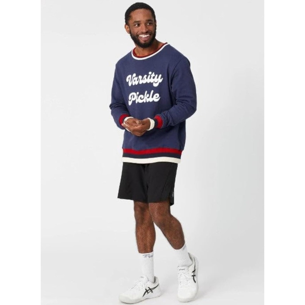 Varsity Pickle Crewneck Sweatshirt Blue Red White Trim XL